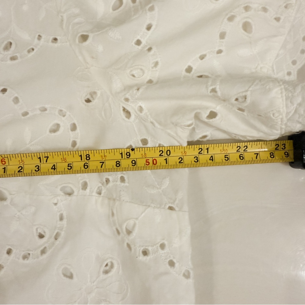 Sezane White Eyelet Lace V-Neck Shirt - Picture 10 of 11